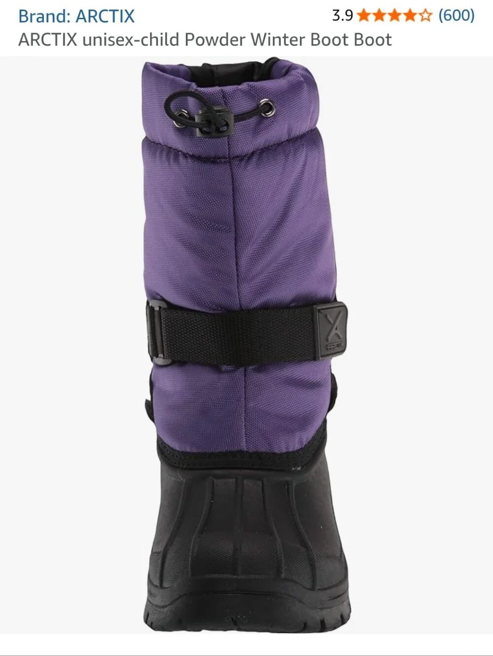 Arctix Purple and Black Kids Snow Boot with Hook-and-Loop Strap Size 12 NWT